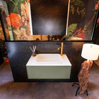 Badkamermeubelset Mondiaz Erin 80 cm met 1 Lade met RIDGE Wastafel Midden Talc met 1 kraangat Greeploos Mat Army - thumbnail