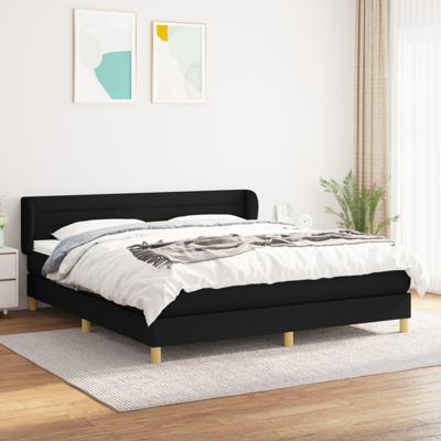 Boxspring met matras stof zwart 160x200 cm