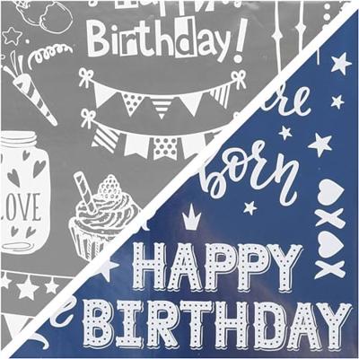 Creativ Company Deco folie en transfervel, verjaardag, vel 15x15 cm, donkerblauw, zilver, 2x2 vel/ 1 doos