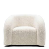 Rivièra Maison - Draaifauteuil Vittorio in Witte Zand, 98x92x72,5 cm van Polyester en Rubberhout - thumbnail