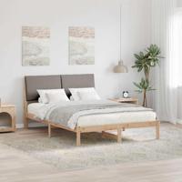 Bedframe Bruin en taupe 150 x 200 cm Massief grenenhout - thumbnail