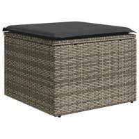 9-delige Loungeset met kussens poly rattan grijs - thumbnail