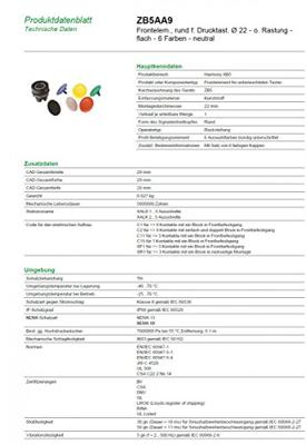 Schneider Electric ZB5AA9 Harmony ZB5AA9 Druktoets Bedieningsknop vlak 1 knop Veelkleurig gesorteerd Druk-ontgrendeling 1 stuk(s)