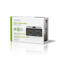 HDMI-Switch | 3 poort(en) | 1 x HDMI Input / 2x HDMI Input | 1x HDMI Output / 2x HDMI Output | 4K@60Hz | 6 Gbps | Metaal | Antraciet - thumbnail