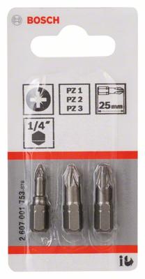 Bosch Accessories 2607001753 Kruis-bit PZ 1, PZ 2, PZ 3 Extra hard D 6.3 3 stuk(s) Bosch Accessories 2607001753 Kruis-bit PZ 1, PZ 2, PZ 3 Extra hard D 6.3 3 stuk(s)