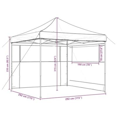VidaXL Partytent inklapbaar pop-up met 2 zijwanden bruin