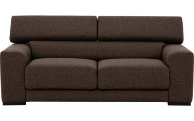 Goossens Bank Nora bruin, stof, 2,5-zits, stijlvol landelijk