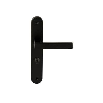 Hardbrass Deurkruk Phoenix op ovaal langschild WC63/8mm - zwart