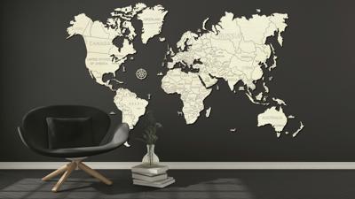 Wereld kaart in hout XXL