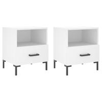 Nachtkastjes 2 st 40x35x47,5 cm bewerkt hout wit - thumbnail