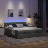 Ottoman bed met matrassen en LED's 180x200cm stof donkergrijs - thumbnail