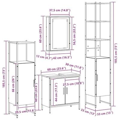 4-delige badkamermeubelset Artisan Eiken Engineered Wood