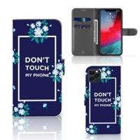 Apple iPhone 11 Pro Max Portemonnee Hoesje Flowers Blue DTMP - thumbnail