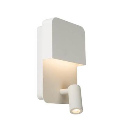 Lucide BOXER - Bedlamp / Wandlamp - LED - 3000K - Met USB oplaadpunt - Wit