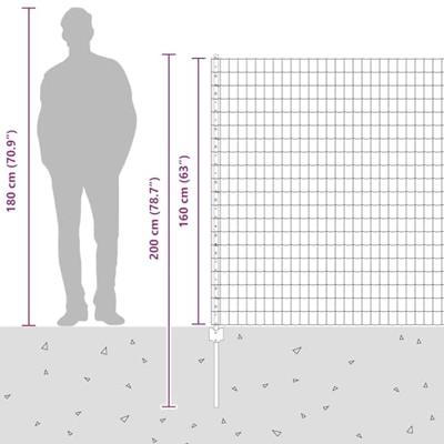 VidaXL Hek met paal zilver 1,6 x 10 m staal
