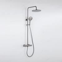 Fortifura Calvi Regendoucheset - thermostatisch - 30cm hoofddouche - gladde slang - ronde handdouche - Geborsteld Gunmetal PVD SW1159500 SW1139123 SW799451 SW721165 - thumbnail