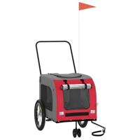 VidaXL Hondenfietstrailer oxford stof en ijzer rood en grijs - thumbnail