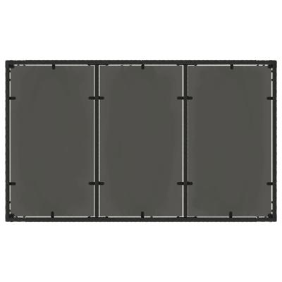 Tuintafel met glazen blad 150x90x75 cm poly rattan zwart - thumbnail