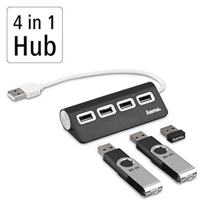Hama USB-HUB, 4-POORTS, USB 2.0, 480 MBIT/S USB Hub Zwart - thumbnail