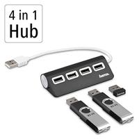 Hama USB 2.0-hub 4 poorten Zwart - thumbnail