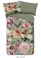 Descanso Dekbedovertrek "bloemen" - Groen - (140x200/220 cm) - Biologisch Katoen satijn - thumbnail