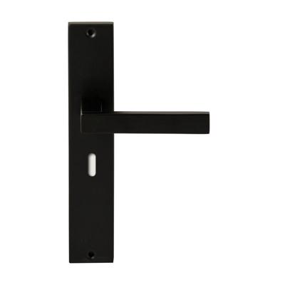 Hardbrass Deurkruk Phoenix op rechthoekig langschild sleutelgat 56mm - zwart