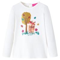 Kindershirt met lange mouwen berenprint 128 ecru - thumbnail