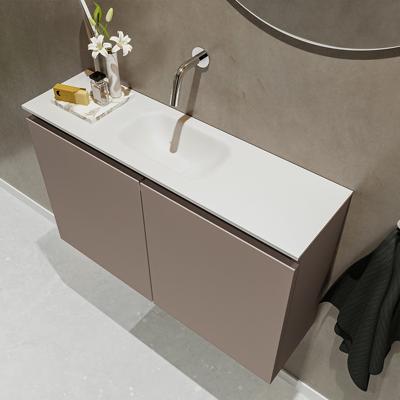 MONDIAZ TURE 80cm toiletmeubel smoke. EDEN wastafel talc midden geen kraangat