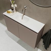 MONDIAZ TURE 80cm toiletmeubel smoke. EDEN wastafel talc midden geen kraangat - thumbnail