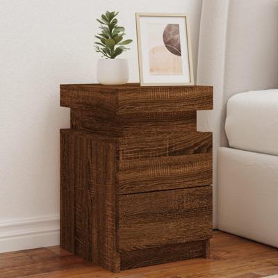 Nachtkastje met LED-verlichting 35x39x55 cm bruin eikenkleur
