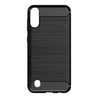 Shop4 - Samsung Galaxy A10 Hoesje - Zachte Back Case Brushed Carbon Zwart - thumbnail