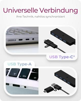 ICY BOX USB 3.0 HUB (4-in-1) met 4X USB-A-poorten, USB-verdeler, USB-C & USB-A-aansluiting, splitter, meervoudige stekker, IB-HUB1424-C3