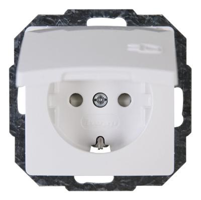KOPP - Wandcontactdoos met Deksel - Paris HK05 - Inbouw - 1-voudig Enkel Stopcontact - Randaarde - Kinderbeveiliging - Arctic Glans Wit - thumbnail