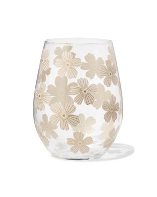 HEMA Glas 550ml bloemen (beige)