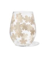 HEMA Glas 550ml bloemen (beige) - thumbnail