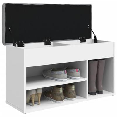 Schoenenbank Wit 82x32x45,5 cm Bewerkt Hout