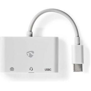 Nedis USB Multi-Port Adapter | USB 2.0 | USB-C Male | USB-A Female / USB-C Female / 3,5 mm Female | 480 Mbps | Rond | Vernikkeld | PVC | Wit | Doos - Nedis USB Multi-Port Adapter | USB 2.0 | USB-C Male | USB-A Female / USB-C Female / 3,5 mm Female | 480 Mbps | Rond | Vernikkeld | PVC | Wit | Doos -