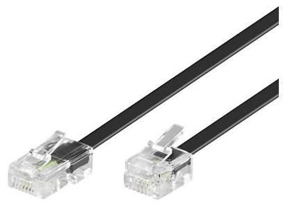 ACT TD5306 Zwarte Platte Telefoonkabel | RJ11 en RJ45 connectoren | Zwart | 1 meter