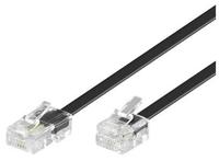ACT TD5306 Zwarte Platte Telefoonkabel | RJ11 en RJ45 connectoren | Zwart | 1 meter - thumbnail