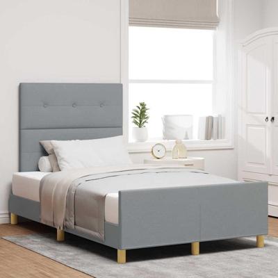 Bedframe met hoofdeinde Lichtgrijs 120 x 200 cm Stof