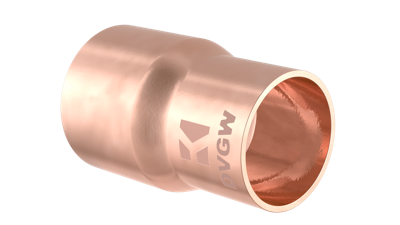 Kirchhoff Koper reduceerdoosje dubbel, blank, 18 mm x 15 mm, 2 sokkels, (5240) - 989063017