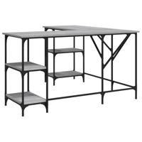 Bureau 139x139x75 cm bewerkt hout grijs sonoma eikenkleurig - thumbnail
