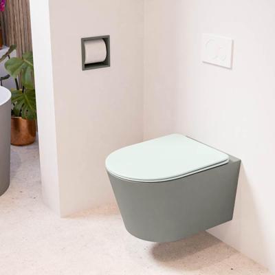 MONDIAZ LAVIE hangend toilet single fire rimless diepspoel Smoke, Toiletzitting met quick-release & softclose Greey