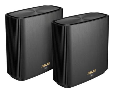 Asus AX7800 Router WiFi 6 Triband Mesh ZenWiFi XT9 2PK houtskool, dekking voor 6 kamers, 7,8 Gbit/s WLAN, 3 SSID, netwerkbeveiliging en kinderbeveiliging (2 stuks)