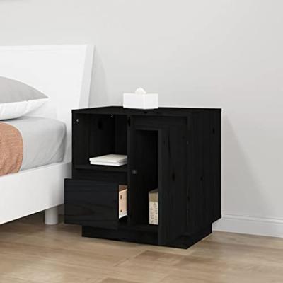 Nachtkastjes 2 st 50x34x50 cm massief grenenhout zwart