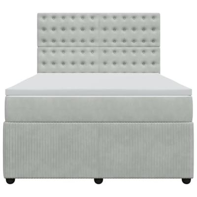 Boxspring met matras fluweel lichtgrijs 140x190 cm