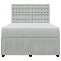 Boxspring met matras fluweel lichtgrijs 140x190 cm - thumbnail
