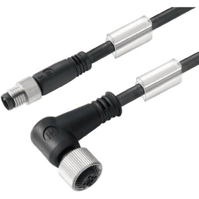 Weidmüller 1824580050 Sensor/actuator connector, geassembleerd M8 Aantal polen (sensoren): 3 Stekker, recht, Bus, haaks 0.50 m 1 stuk(s)
