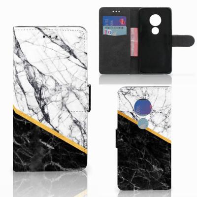 Motorola Moto G7 Play | Bookcase | Marmer Wit Zwart - Origineel Cadeau Man