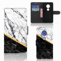 Motorola Moto G7 Play | Bookcase | Marmer Wit Zwart - Origineel Cadeau Man - thumbnail